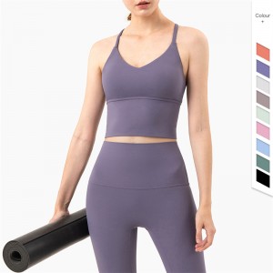 OEM Processing Of New Sexy V-Shaped Condole Yoga Vest In Europe And America, Lengthening Hem, Waist, Water Drop, Beautiful Back Sports Bra