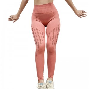 Processing OEM European And American Hip-Lifting Seamless Yoga Pants Jacquard Little High-Waist Quick-Drying Fitness Pants Sports Leggings Women