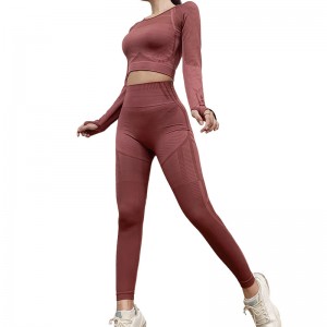Processing OEM Seamless Knitted Yoga Clothes Suit Women Spring New Knitted Hip-Lifting Elastic Fitness Sports Yoga Clothes Sports Suit Women
