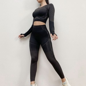 Processing OEM Seamless Knitted Yoga Clothes Suit Women Spring New Knitted Hip-Lifting Elastic Fitness Sports Yoga Clothes Sports Suit Women