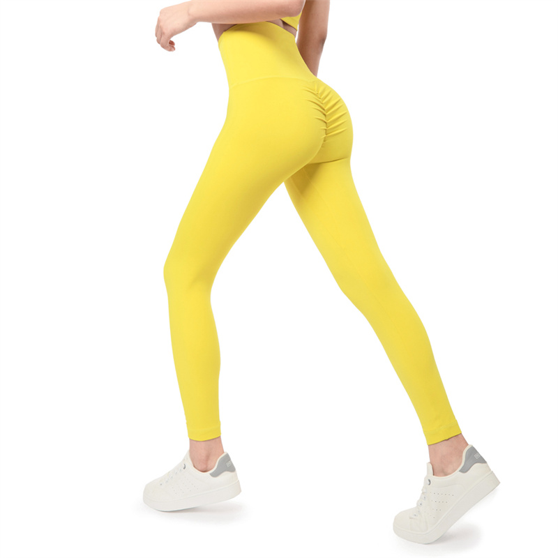 Skin-Friendly Nude Feeling No Embarrassment Leggings Fitness Pants Women Fantail Leaf Peach Hip High Waist Nude Yoga Pants Featured Image