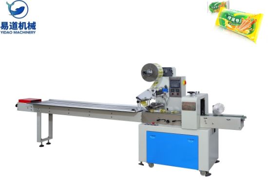 Kd-350 Flowpack Automatic Pillow Swiss Roll Cake Pack Horizontal Flow Bread Packaging Equipment Packing Machine para sa Pagkain