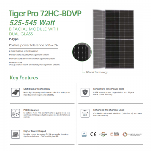 Jinko Tiger Pro 72Hc Bdvp 525-545 watta sólarpanel