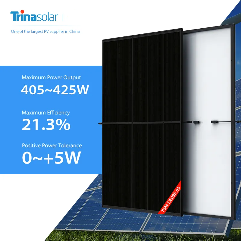 Augstas efektivitātes Trina Full Black 405W 410W 420W 425W Saules panelis TSM-DE09R.05 Trina Saules enerģija