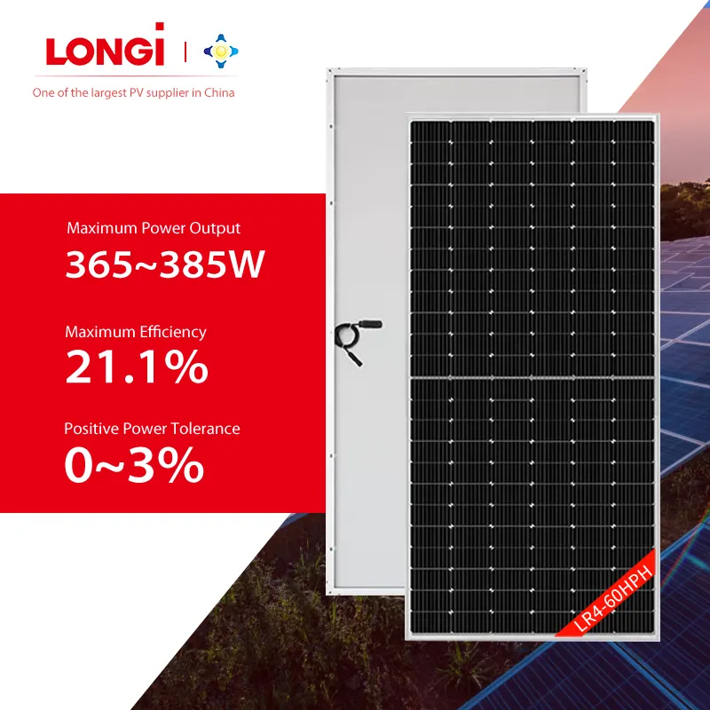 LONGi saules enerģija Mono puselementu saules baterijas 365W 370W 375W 380W 385W saules pv moduļi