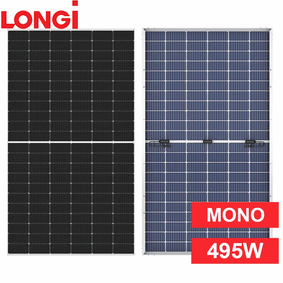 Longi Gbona Igbega 495w Bifacial Double-gilasi 132 Idaji Cell Solar Panel