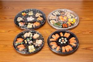 GLD-3-28AB2-4 Round with 4 compartments sushi plastic container/sushi tray