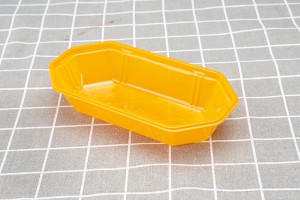 GLD-TP21-11（orange）New disposable pet transparent color plastic fruit and vegetable boat type tray mango packing box