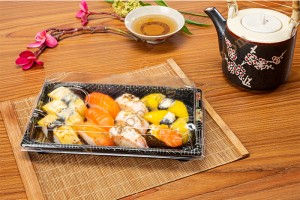12 Rolls GLD3-07A Sushi takeaway containers/round sushi tray with lid