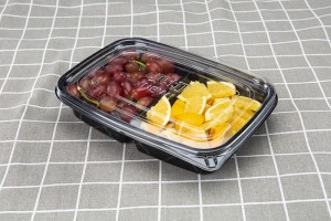 GLD-165B2 2-compartment Fruit and vegetable box, salad, fruit cut, packing box, supermarket, food grade raw material, pet sealed manufacturer’s package 165B2