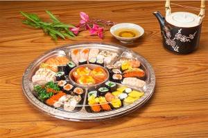 GLD-3-35AB2-6 Round with 6 compartments sushi tray/sushi container