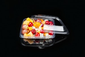 GLD-E01（transparent） transparent square fruit cut salad Platter/disposable Salad Container