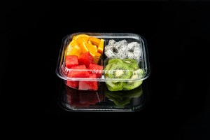 GLD-118B（transparent） Square quartile fresh fruit cutting box 500g quartile fruit box