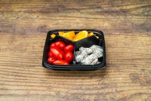 GLD-E03（black）400g square 3-compartment fruit cut salad Platter