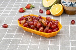 GLD-TP21-11（orange）New disposable pet transparent color plastic fruit and vegetable boat type tray mango packing box