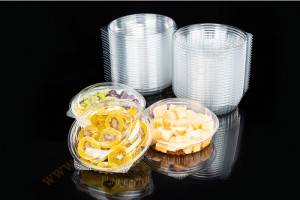 500g GLD-24DL Round 800ml vegetable salad clamshell containers/salad clamshell packaging
