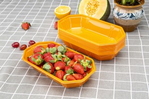 GLD-TP23-13（orange）New disposable pet transparent color plastic fruit and vegetable boat type tray mango packing box/Thermoformed trays