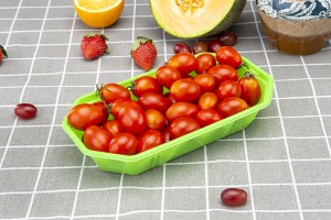 GLD-TP23-13（green）New disposable pet transparent color plastic fruit and vegetable boat type tray mango packing box/thermoformed food trays
