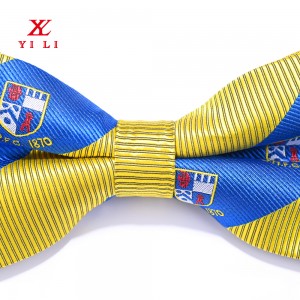 Custom Silk Logo Bow галстук Эркектер үчүн Аялдар Мектеп логотиби Алдын ала байланган галстук