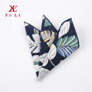 Printed Mens Casual Skinny Floral With Flower Pocket Square Cotton Hand Made by YILI