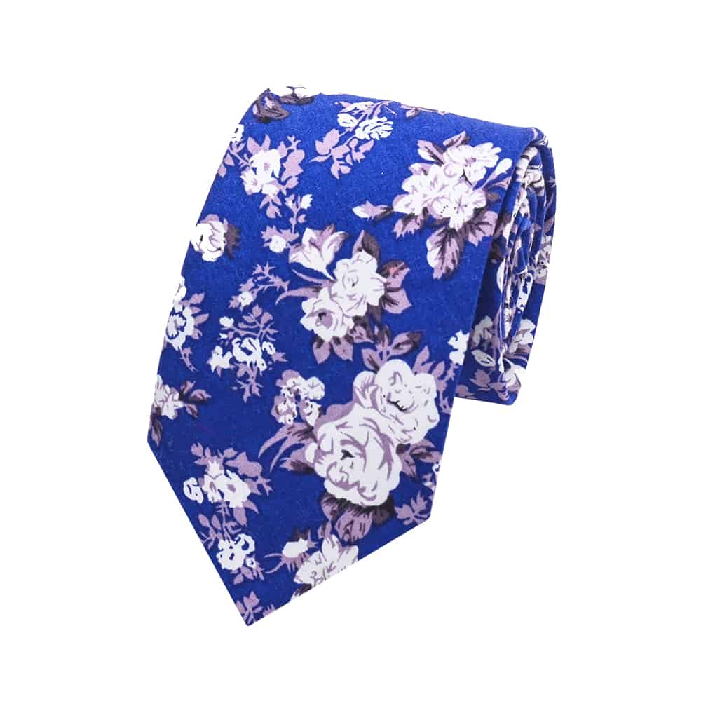 Kék nyomtatott virágos esküvői nyakkendő