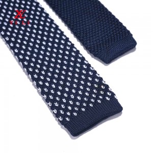 Mornarska pletena kravata s bijelom točkom