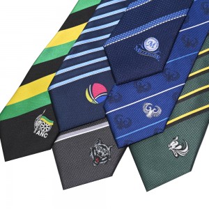 עניבות פוליאסטר ארוגות בהתאמה אישית עם עיצוב לוגו משלך