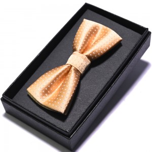 Poklon set svilene tkane leptir mašne s kutijom od crnog papira