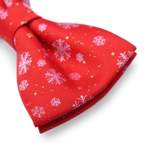 משי ארוג גברים דפוס חג המולד קשירה מראש עניבת פרפר למסיבה