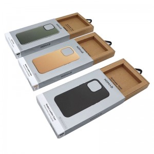 家庭用電化製品、小売用パッケージおよびボックス、紙ひもを使用した電話ケースのパッケージ