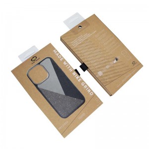 Eco-Friendly, Kraft Paper Box, Retail Packaging with PET hangtag, Phone Case Packaging