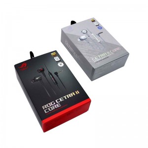 Papirnata škatla za maloprodajno elektroniko s trakom, embalaža za ušesne slušalke