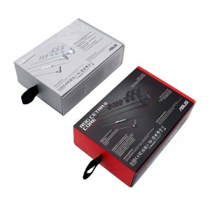 Papirnata škatla za maloprodajno elektroniko s trakom, embalaža za ušesne slušalke