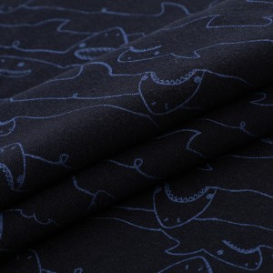 32S CVC Combed knitted shark design print ក្រណាត់រោមចៀមបារាំងសម្រាប់សំលៀកបំពាក់កុមារ