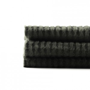 Tecido de elastano de poliéster 96/4 cepillado Tecido waffle de peso medio para roupa de inverno