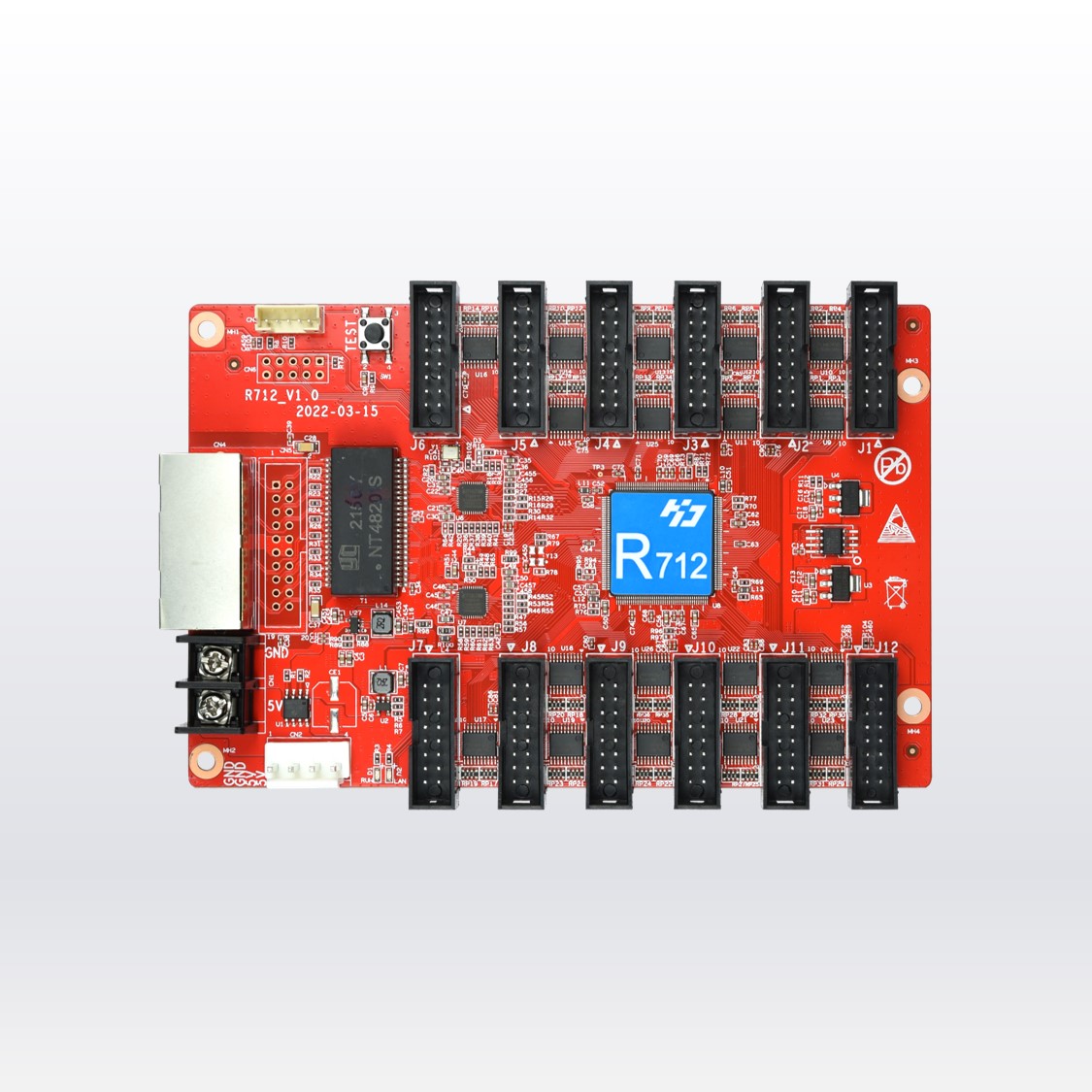 Huidu R712 LED स्क्रीन रिसीव्हर कार्ड 12 HUB75E पोर्टसह