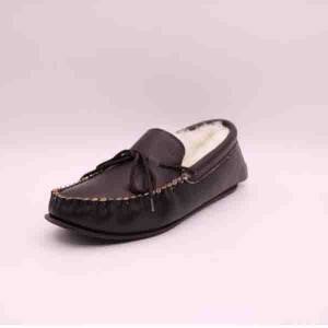 Mannen Leather Wool Moccasins