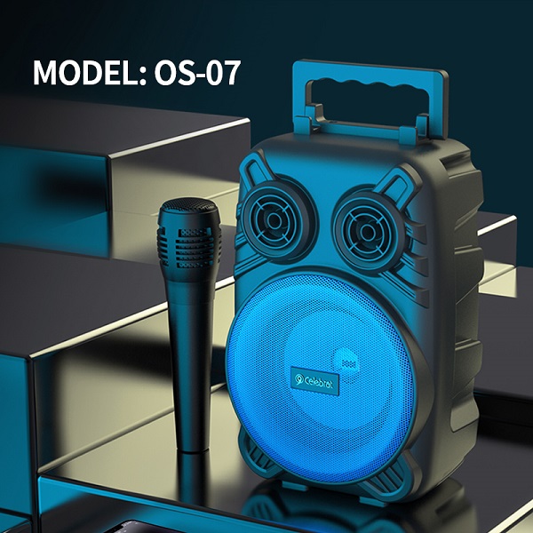 Жаңа өнім Celebrat OS-07 микрофоны бар сыртқы портативті сымсыз зарядтағыш шам динамигі