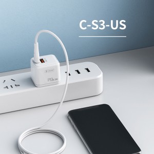 ፒዲ 18 ዋ ፈጣን ባትሪ መሙያ አስማሚ Celebrat C-S3-US QC 3.0 USB-A+Type-C የሞባይል ስልክ ባትሪ መሙያ