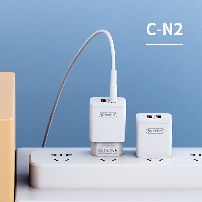 Портативті саяхатқа арналған зарядтағыш EU Celebrat C-N2 супер жылдам зарядталатын қос USB қабырға заряды