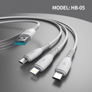Hoobkas Nqe 3 Hauv 1 Usb Charging Cable Rau IOS Hom-c Hauv