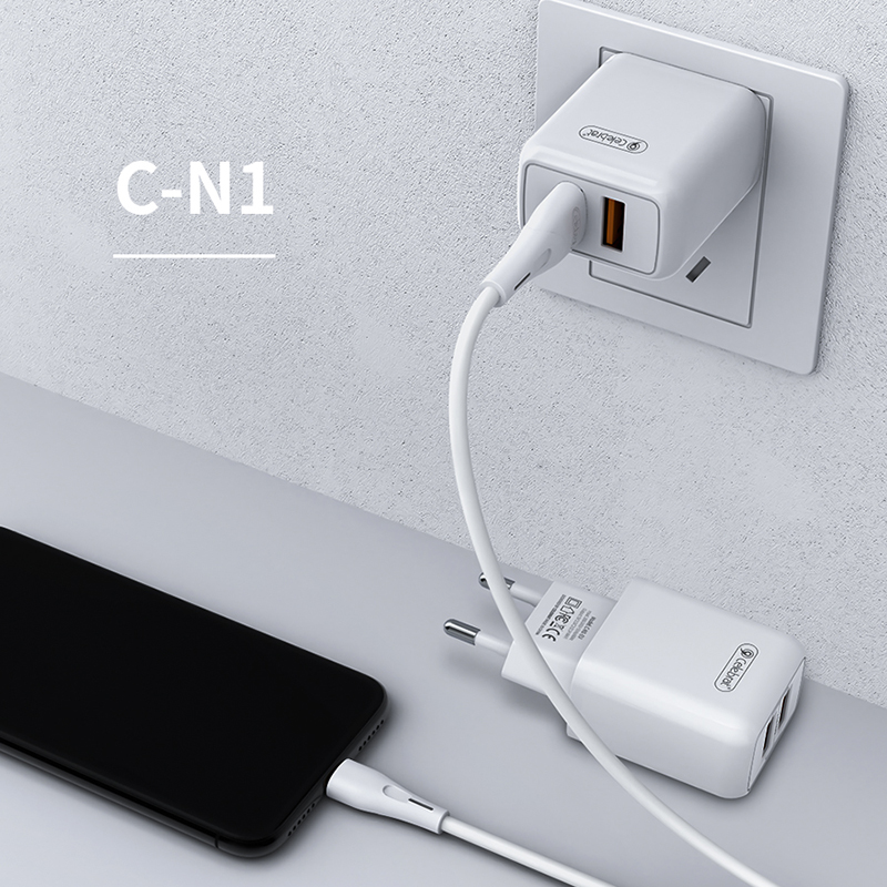 Greitas įkrovimas C tipo USB Celebrat C-N1 mobiliojo telefono sieninis įkroviklis