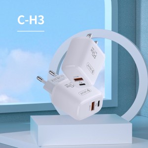 ຂາຍສົ່ງ Celebrat C-H3-US Type C+USB QC3.0 18W Dual Port Multiple Travel Charger