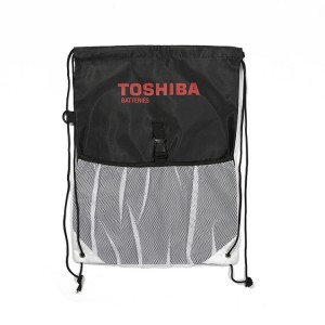 Custom Polyester Drawstring Promotional Sports Backpack With Front Mesh Pocket Gym Bag