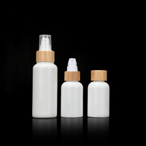 15ml 30ml 50ml 100ml White Cream Jar Biodegradable PLA Cream Jar Spray Lotion Pump Cosmetic Container set with Bamboo Lid