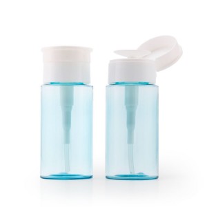 100 200 ml walang laman na asul na pampaganda likidong langis pet pump make up water press top packaging nail polish remover bottle