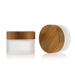 5g 15g 30g 50g 100g frosted Bamboo cosmetic packaging wood lid wide mouth face cream jars ਸ਼ੀਸ਼ੇ ਕਾਸਮੈਟਿਕ ਜਾਰ