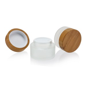 5 g, 15 g, 30 g, 50 g, 100 g, mattierte Bambus-Kosmetikverpackung, Holzdeckel, Weithals-Gesichtscremetiegel, Glas-Kosmetikdose