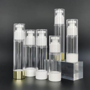 Cosmétiques de luxe en plastique ABS transparent lotion sans air sérum crème pompe de pulvérisation bouteille de torsion