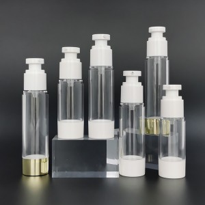 luxus kozmetika átlátszó ABS műanyag airless lotion szérum krém spray pumpa csavaró flakon